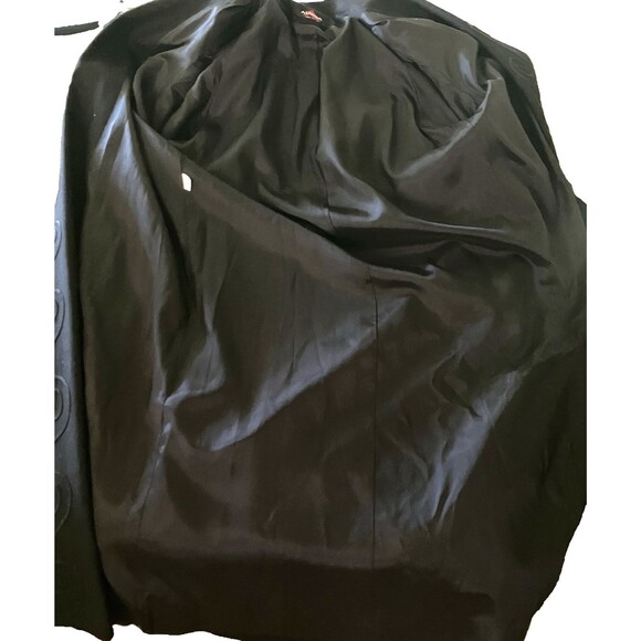 Alorna Vtg Long Wool Coat Open Embroidered Soutache Ribbon Collar L XL 2XL Black - Picture 12 of 16